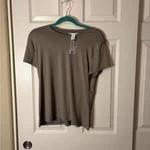 Women’s H&M S/S Stretchy Crewneck Tee Tan | XL NWT